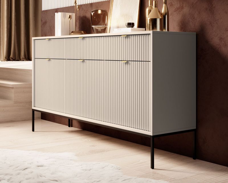 Navil - Dressoir - Beige - Hout - 3 Deuren - 3 Lades