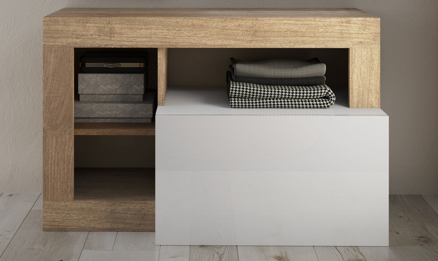 Benvenuto Design Hamburg Hoogglans Wit | Kadiz Eiken Halmeubelset