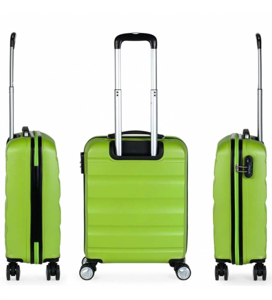 Mala de cabine com rodinhas ITACA em ABS T71650, cor pistache - 55x40x20cm -