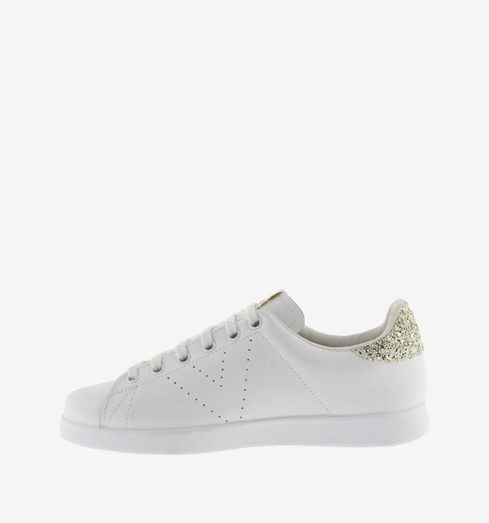 TENIS CUIR & GLITTER Baskets blanches en cuir CAVA