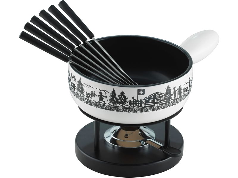 Kuhn Rikon Käsefondue-Set Induktion Alpweide 8 Teile, Schwa Käsefondue-Set für 4-6 Personen