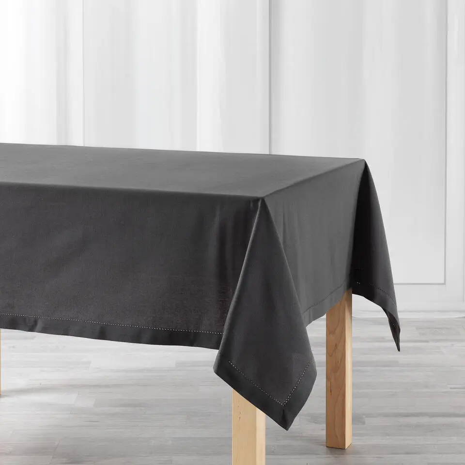 Tafelkleed/tafellaken - antraciet - 140 x 240 cm - katoen stof