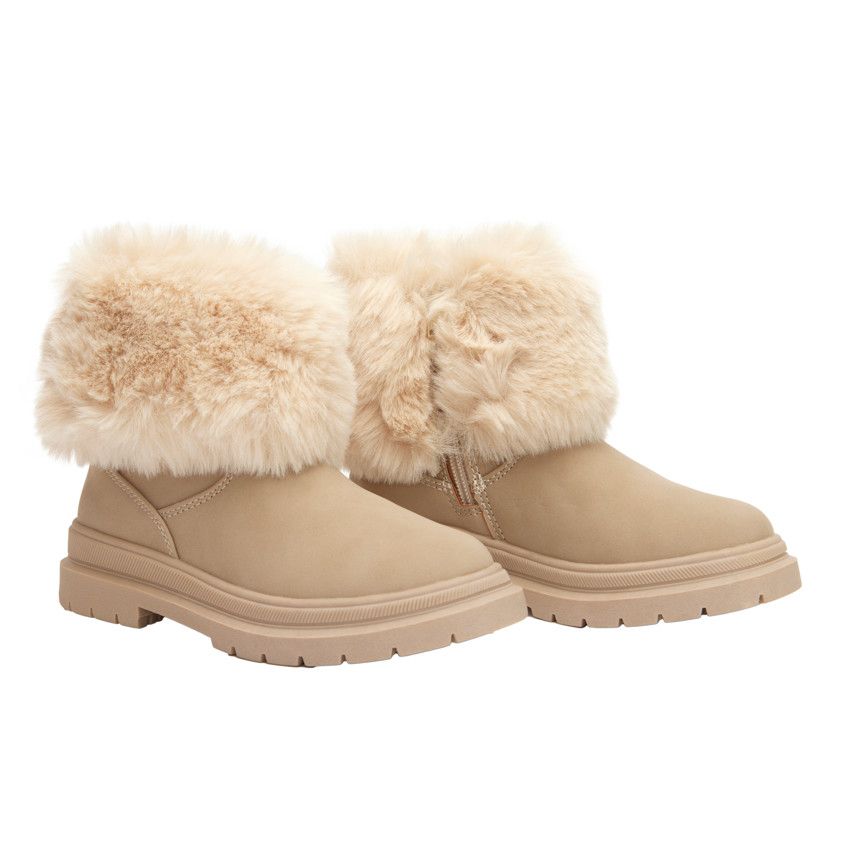 Bottines zippées et fourrées pour fille - Ecru