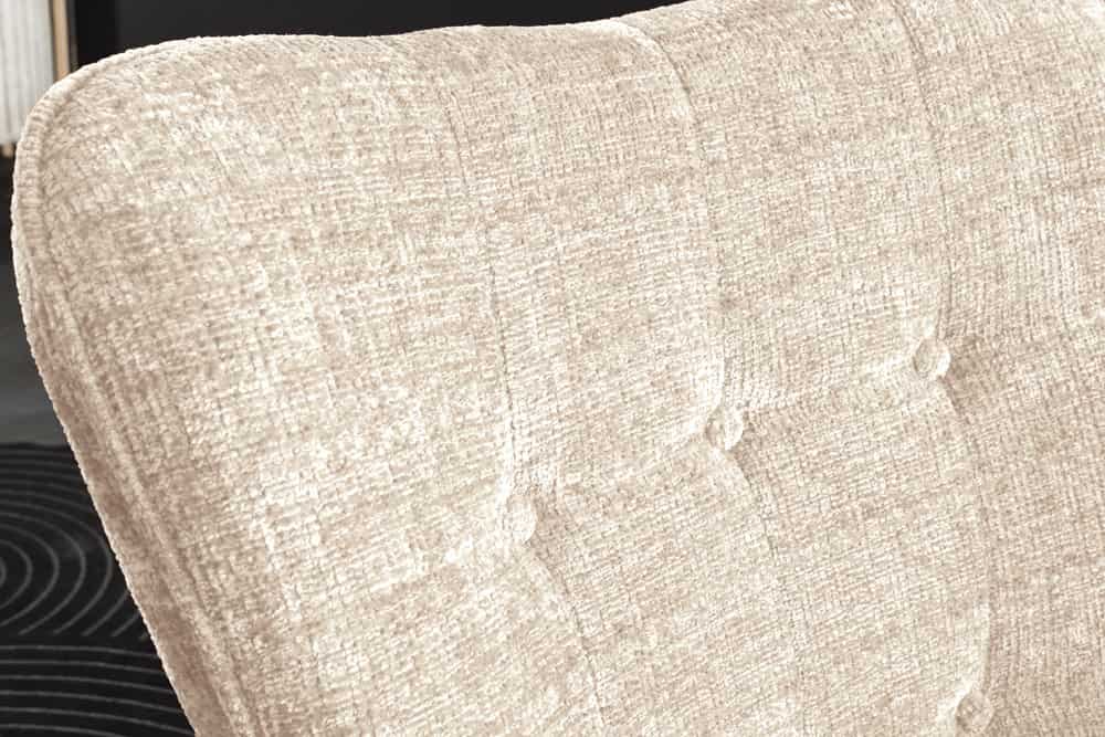 Design Sessel SCANDINAVIA champagner Chenille Cremona schwarz Metall mit Armlehne