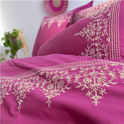 Linge de lit percale brodée - BECQUET CRÉATION.
