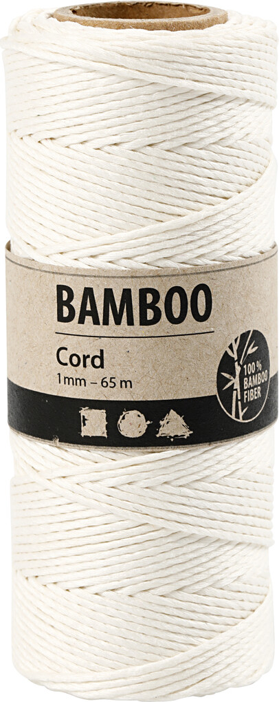 Bambus Snor - Tykkelse 1 MM - Hvid - 65 M