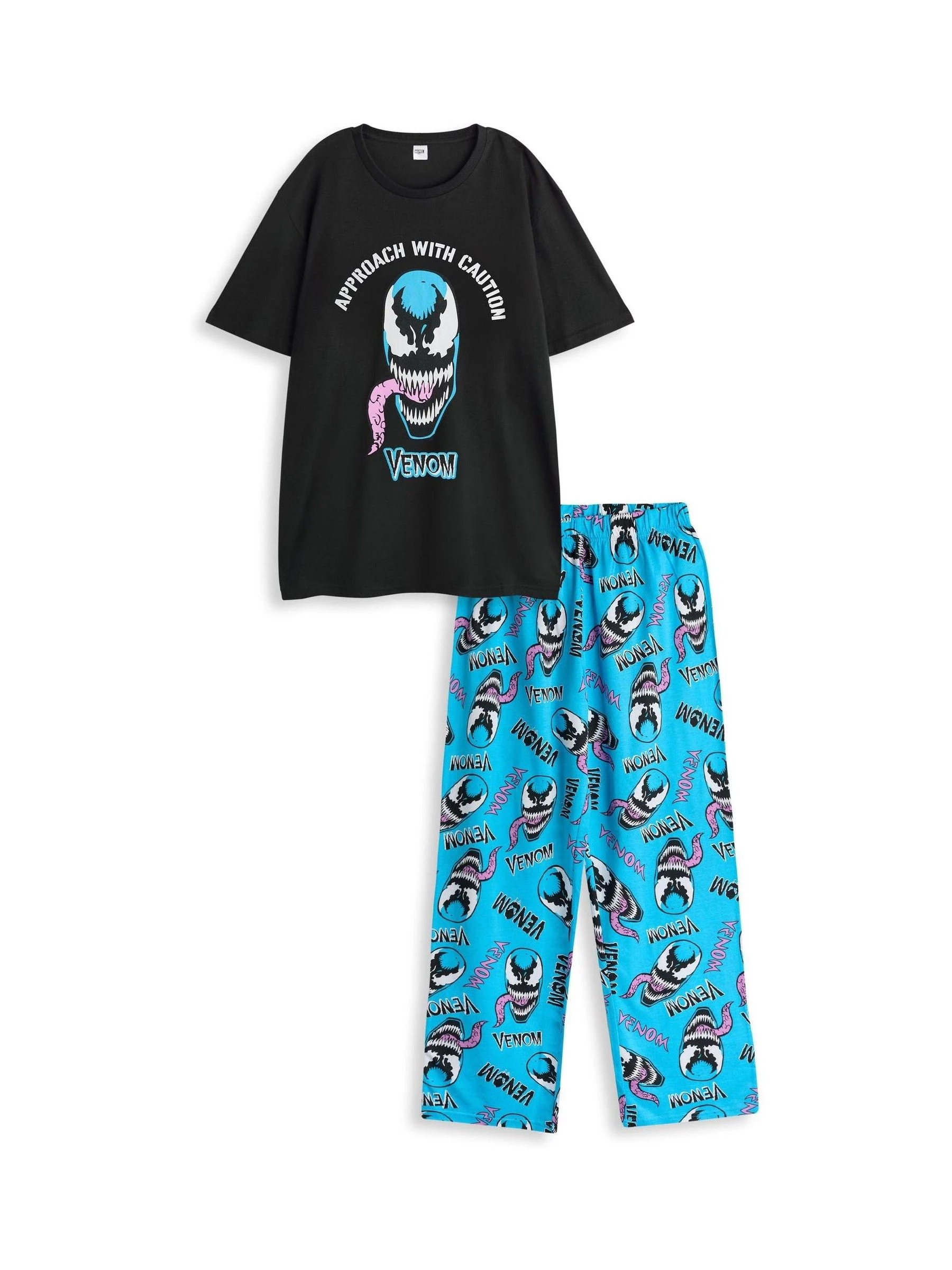 Vanilla Underground Marvel Venom pyjama met korte mouwen en lange pijpen voor heren van 100% katoen