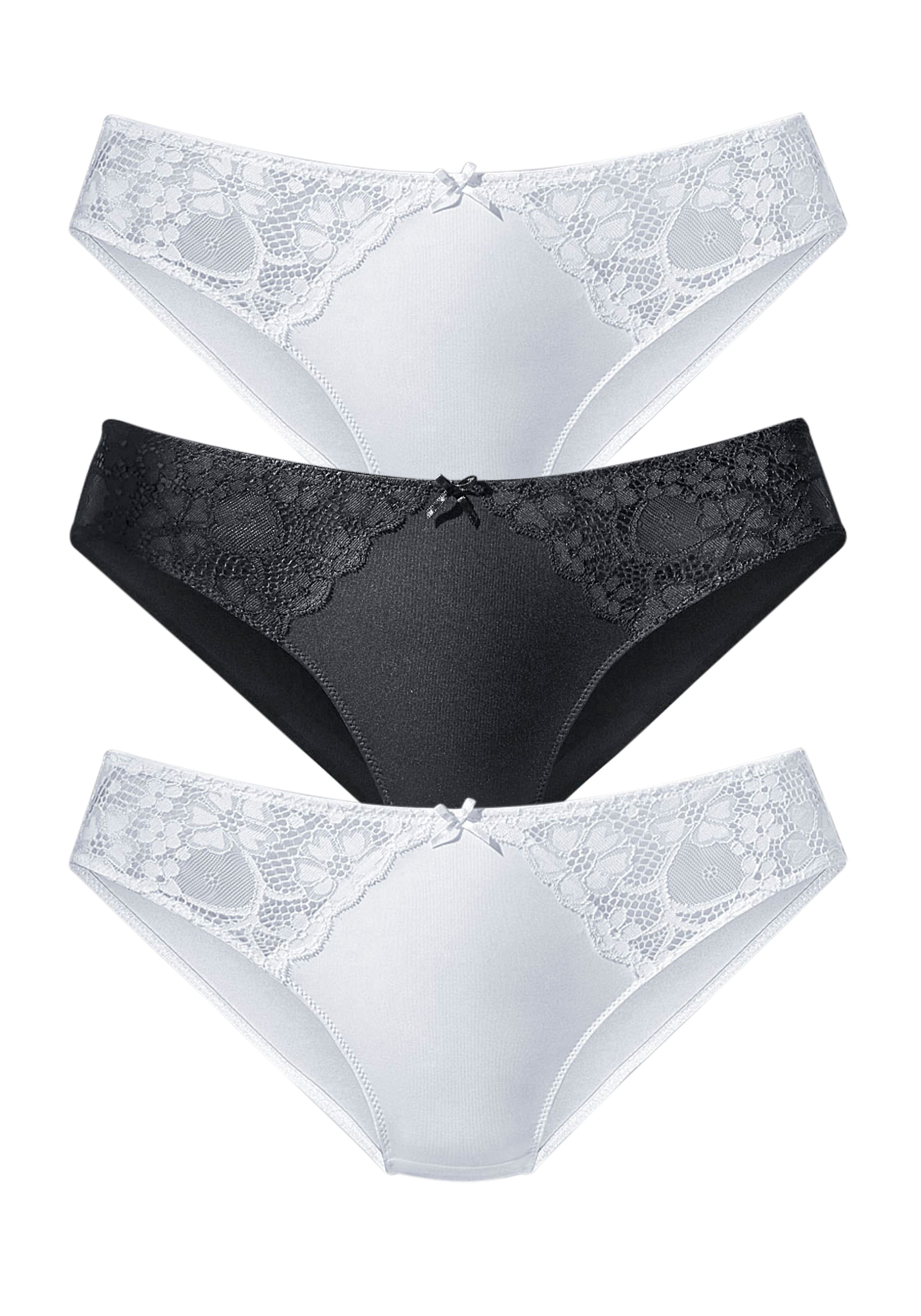petite fleur Slip, 3 Stk. mit leicht transparenter Jacquardspitze an den Seiten