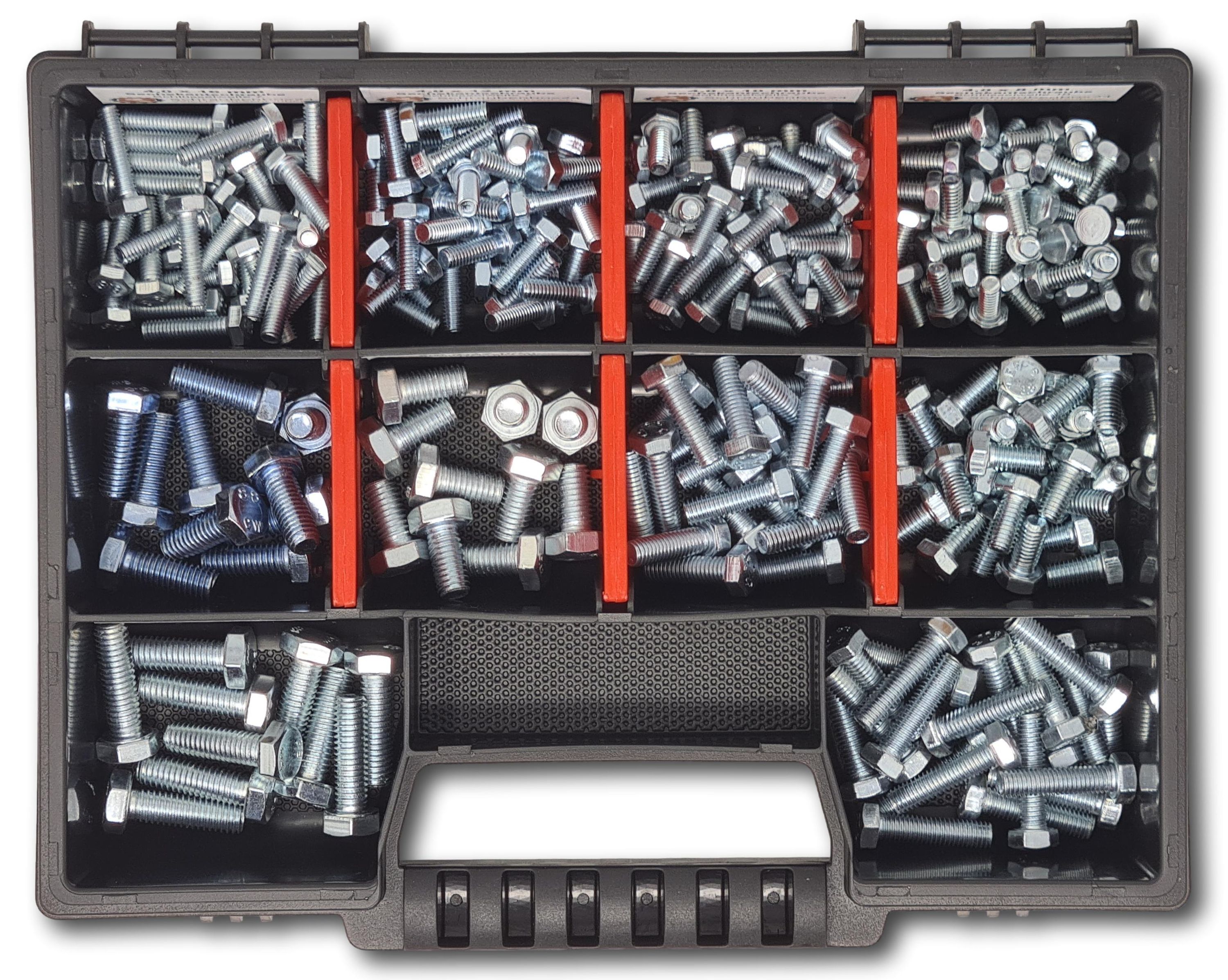 Sechskantschrauben Sortiment M4-M5-M6 // 8mm-20mm 215 tlg. Schraubenbox Vollgewindeschrauben Maschinenschrauben Gewindeschrauben Sechskantschrauben