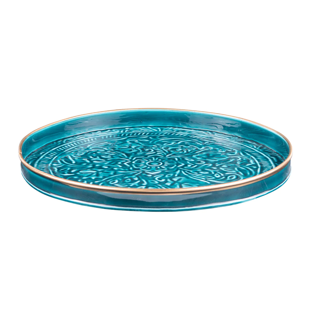 Set de 2 plateaux ronds Tosca bleu Table passion
