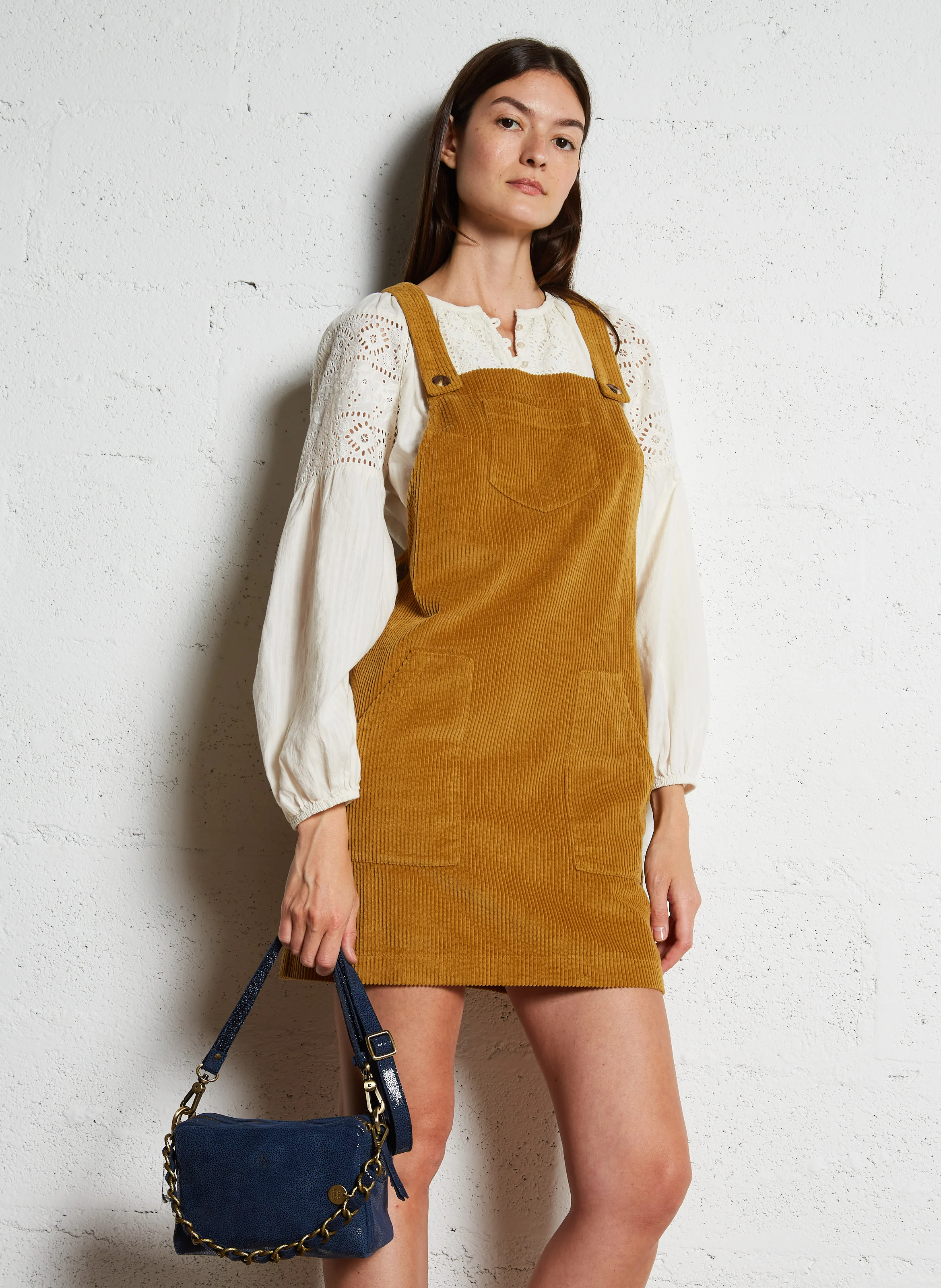 MAMA - Sac bandoulière en cuir croco | Bleu