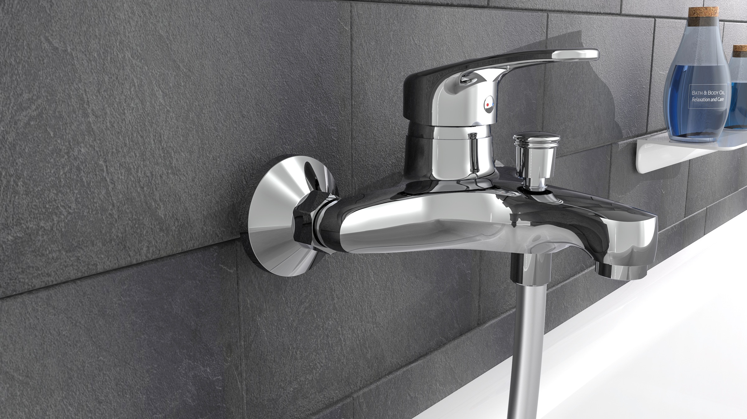 Schütte Wannenarmatur »Batoni« Mischbatterie Badewanne, Wasserhahn Bad, Wannenarmatur in Chrom