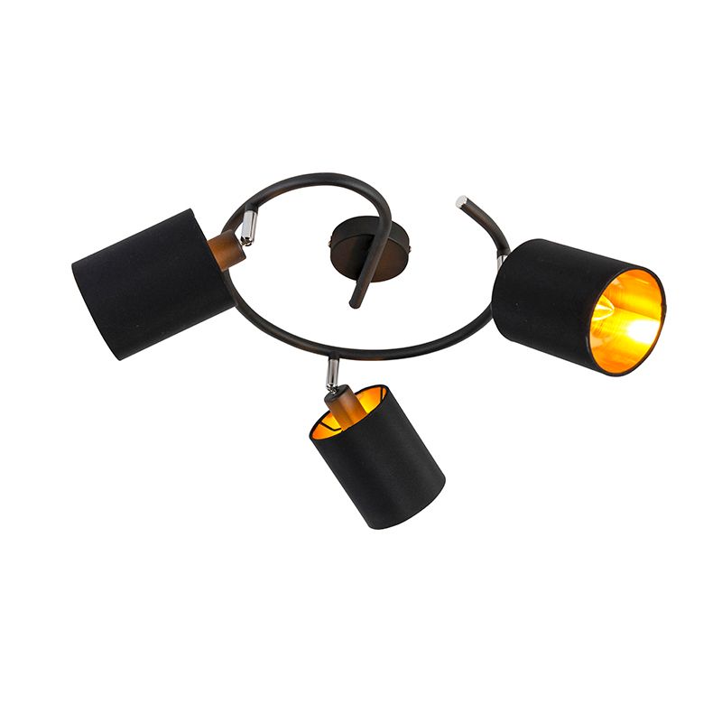 Smart moderne plafondlamp zwart incl. 3 WiFi B35 - Lofty