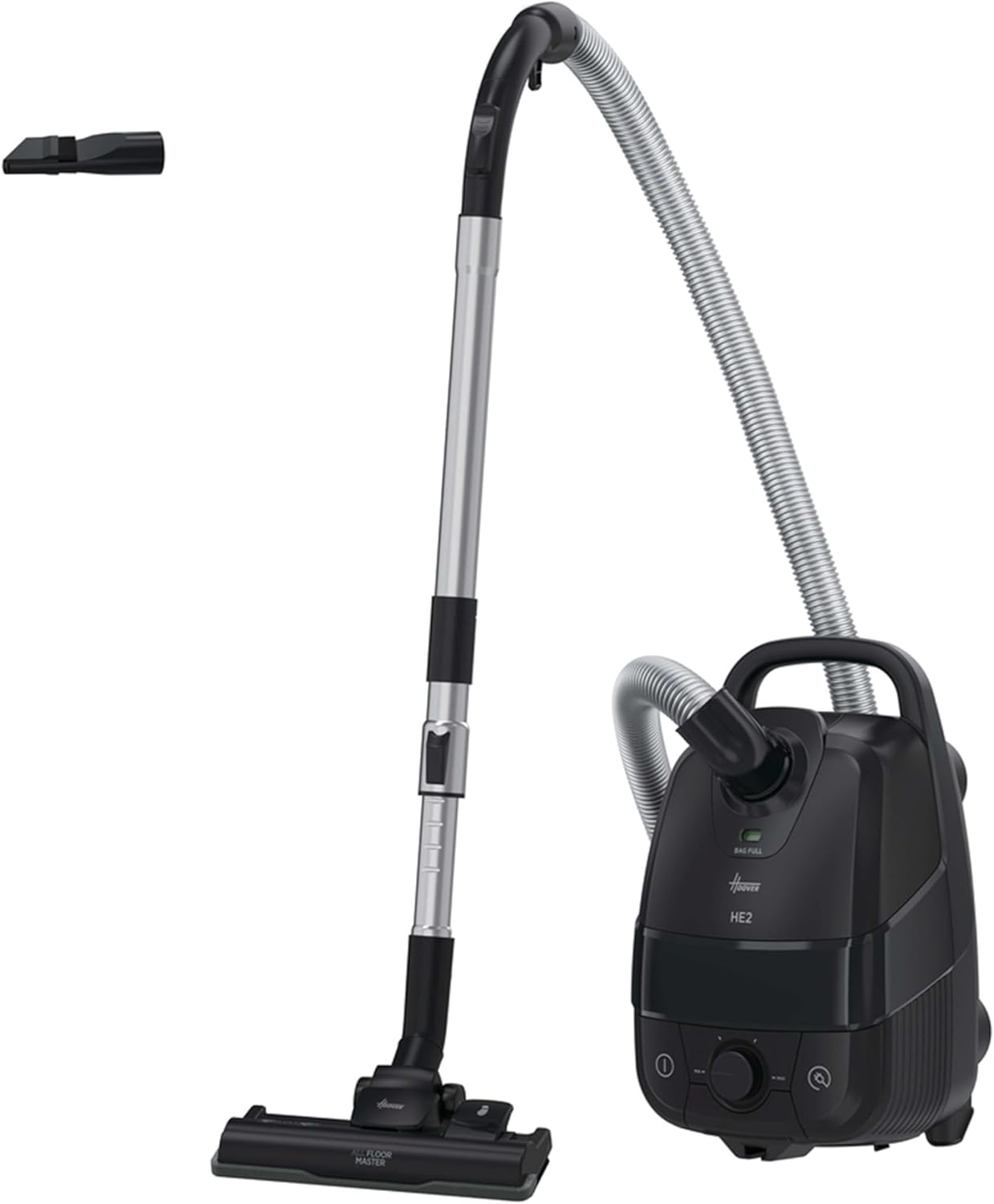 Hoover HE2 kompakter leistungsstarker Bodenstaubsauger mit Beutel für Hartböden & Teppiche, EPA-Staubfilter, 3,5 L Staubbehälter, integriertes Zubehör, 850 W, 10 m Arbeitsradius [HE2Z10A]