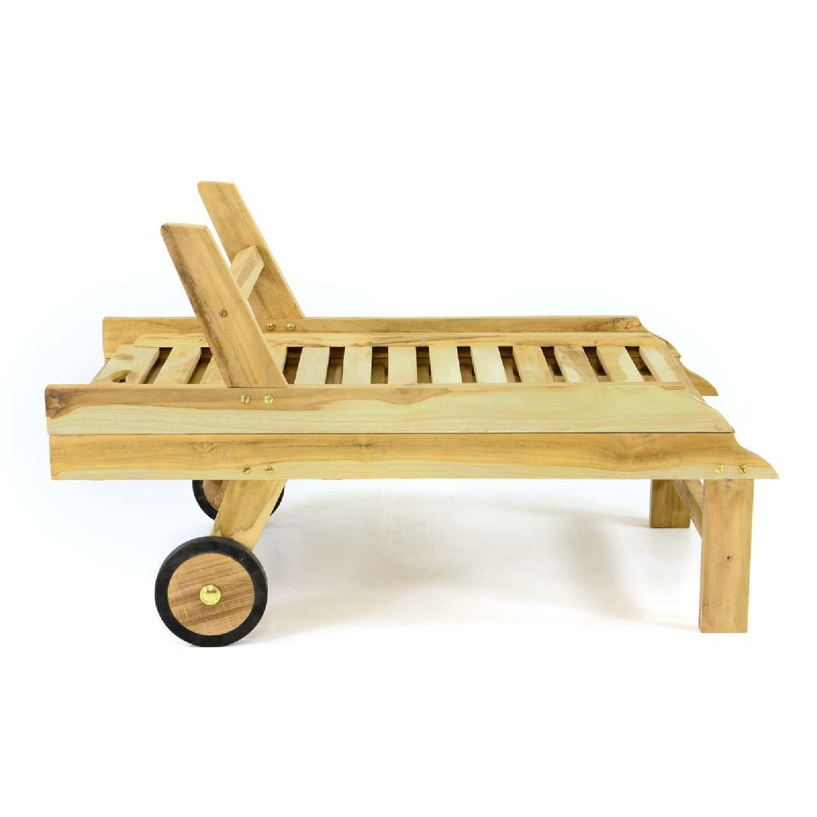 VCM Sonnenliege Gartenliege Liegestuhl Teakholz klappbar Natur 200x57cm