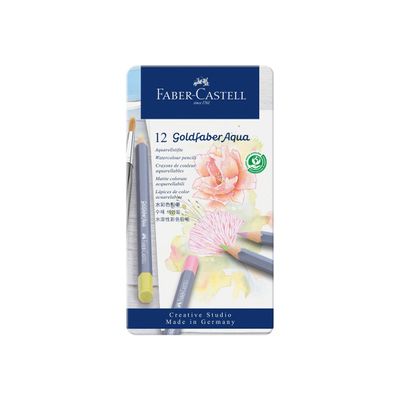 Faber-Castell Goldfaber Aqua - 12 Crayons de couleur aquarellables - couleurs pastels assorties