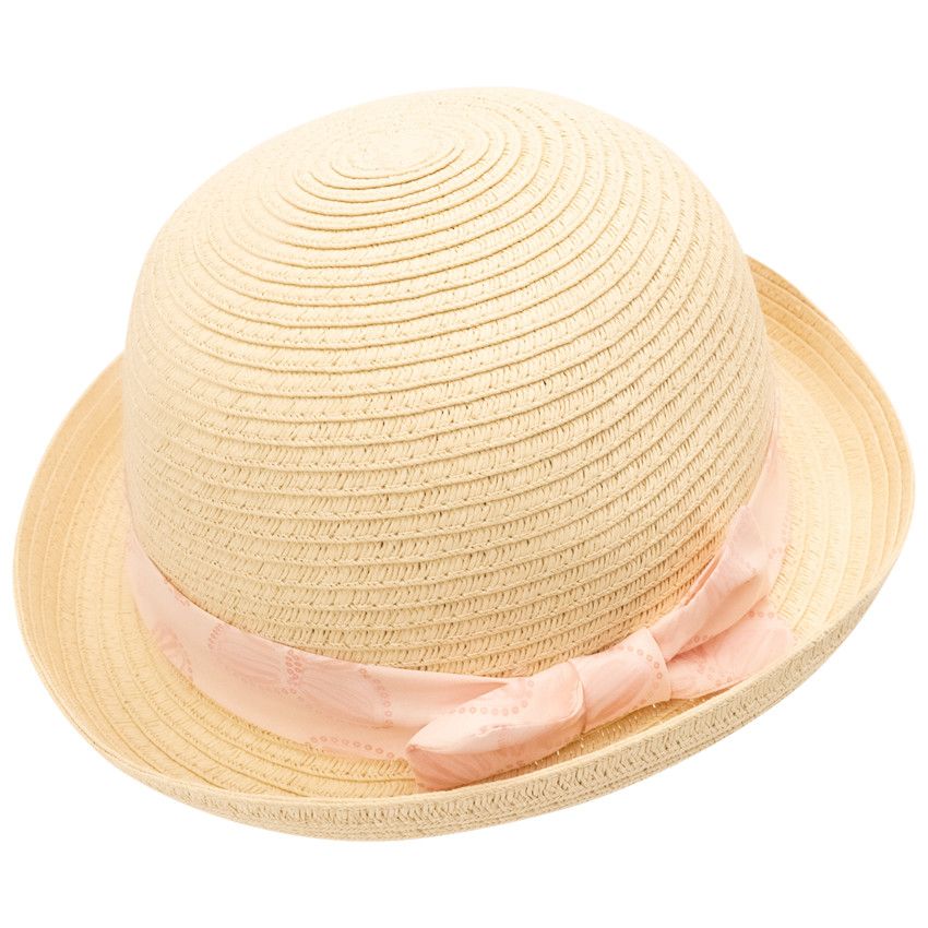 Chapeau melon avec galon papillons pour bébé fille - Rose