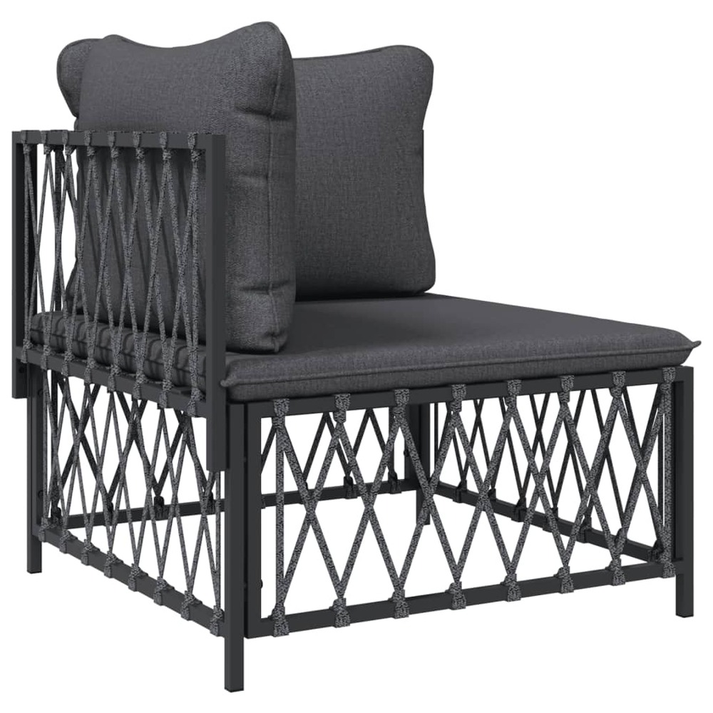 Salon de jardin meuble d'extérieur ensemble de mobilier avec coussins 10 pièces anthracite acier
