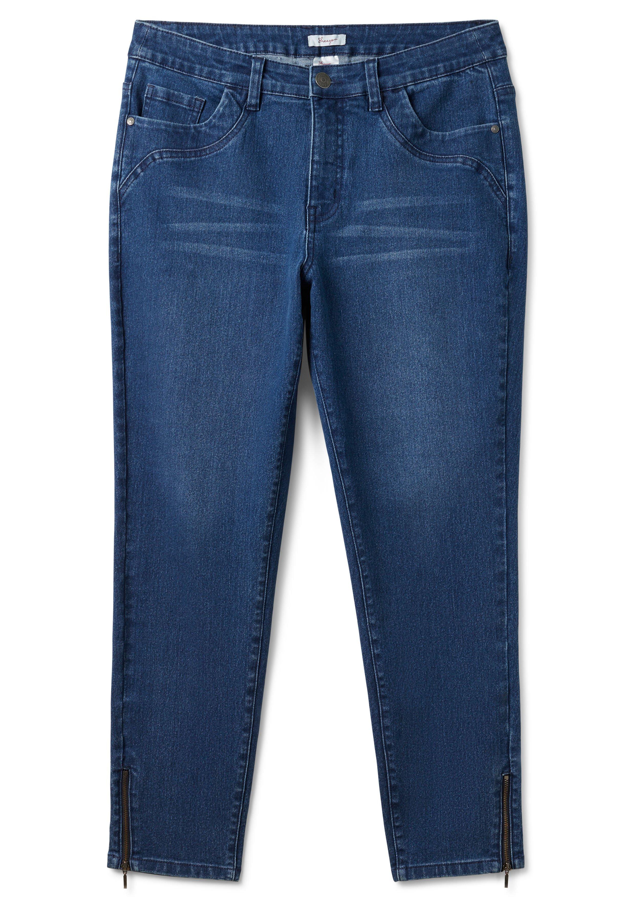 Schmale Jeans mit Zippern am Saumabschluss