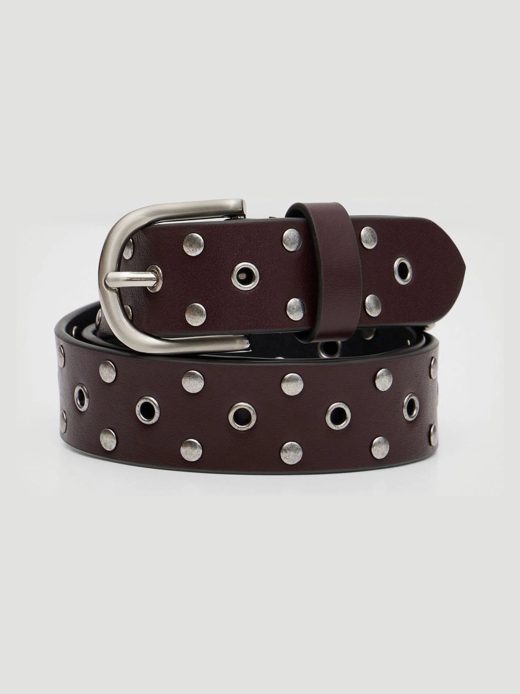 Rood - Hush Leather Studded Eyelet Belt