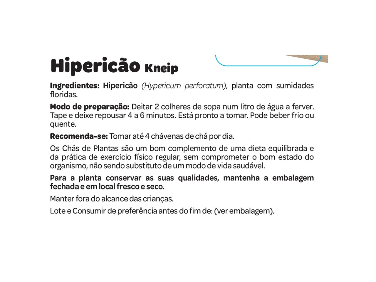 CHÁ SALUTEM EM SACO HIPERICÃO KNEIP 40G