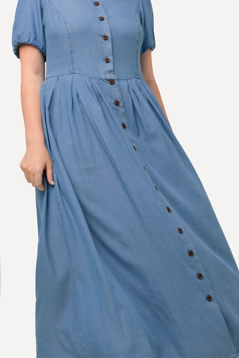 Trachtenkleid, Jeansoptik, Herzausschnitt, Halbarm
