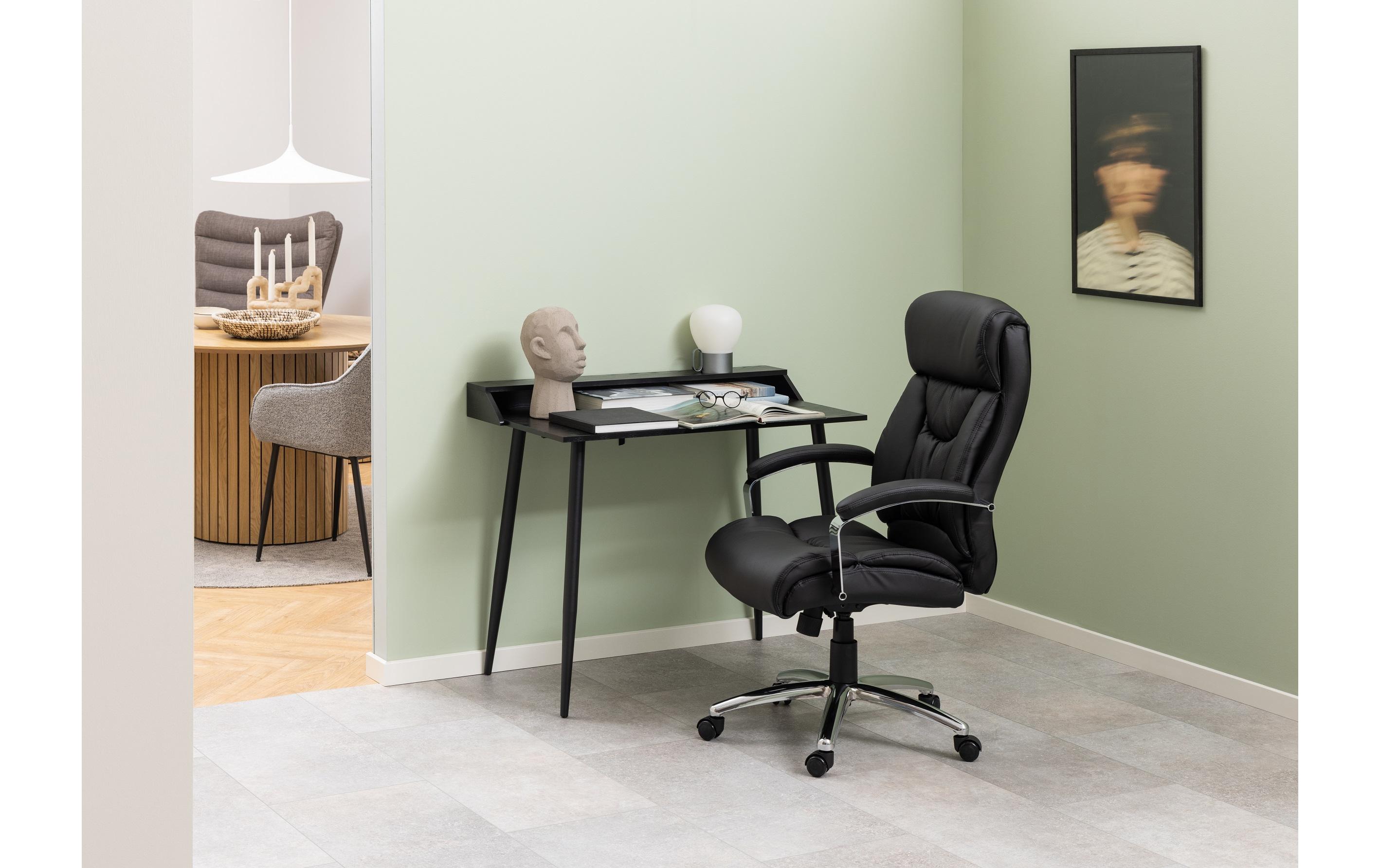 Bürostuhl Benson, mit Polsterrücken und Armlehnen, Schwarz<br>Schreibtischstuhl im Leder look