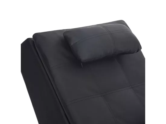 Prolenta Premium - Chaise longue de massage avec oreiller Noir Similicuir