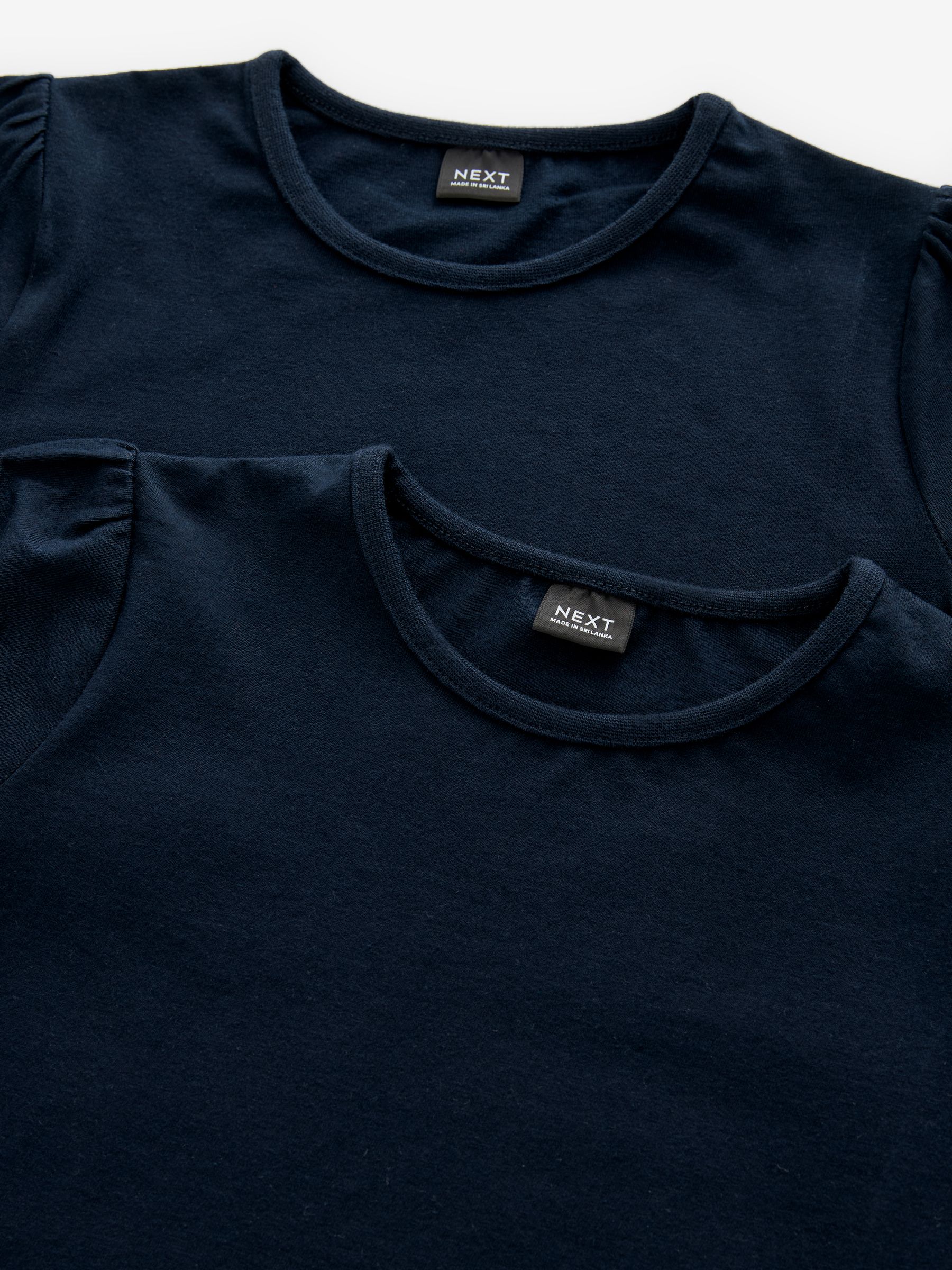 Donkerblauw - 2 -pack T-shirts met pofmouwen (3-16jaar)