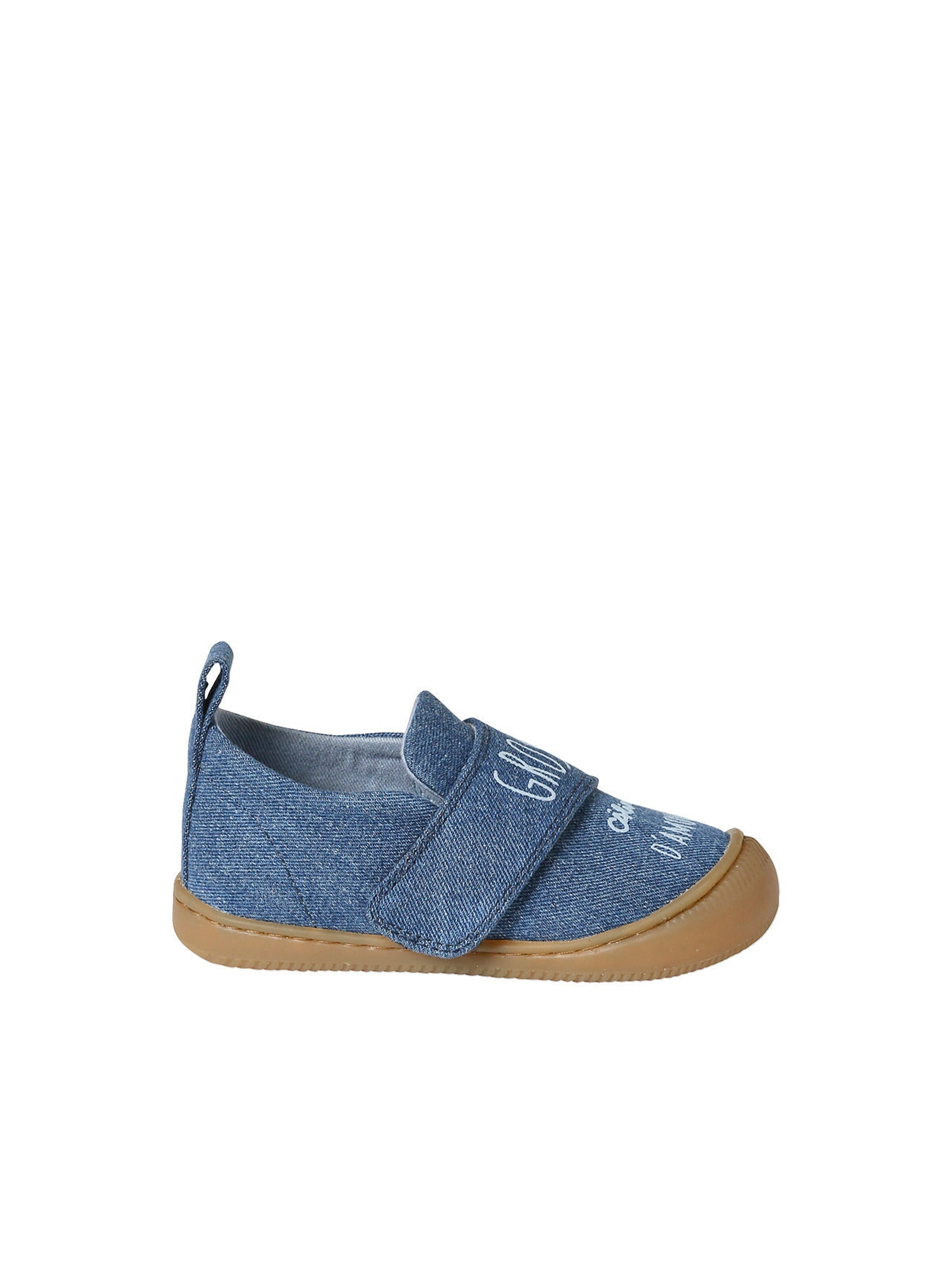 Vertbaudet Baby Stoff-Hausschuhe mit Klettverschluss jeansblau