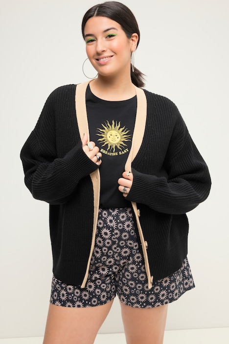 Strickjacke, oversized, Colorblende, Langarm