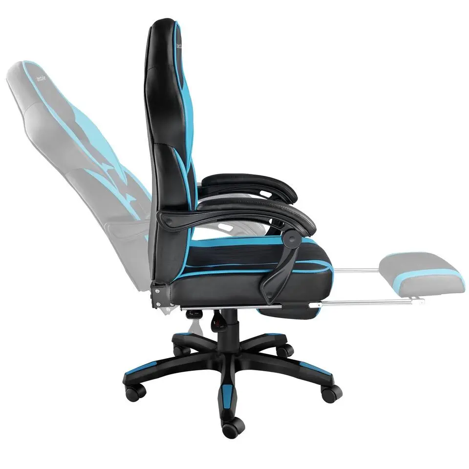 tectake Racing bureaustoel Comodo met voetsteun , Zwart/azuur