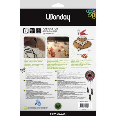 Wonday - 3 feuilles de plastique fou transparents - 200 x 300 mm