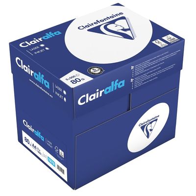 Clairefontaine CLAIRALFA - Papier ultra blanc - A4 (210 x 297 mm) - 80 g/m² - 2500 feuilles (carton de 5 ramettes)