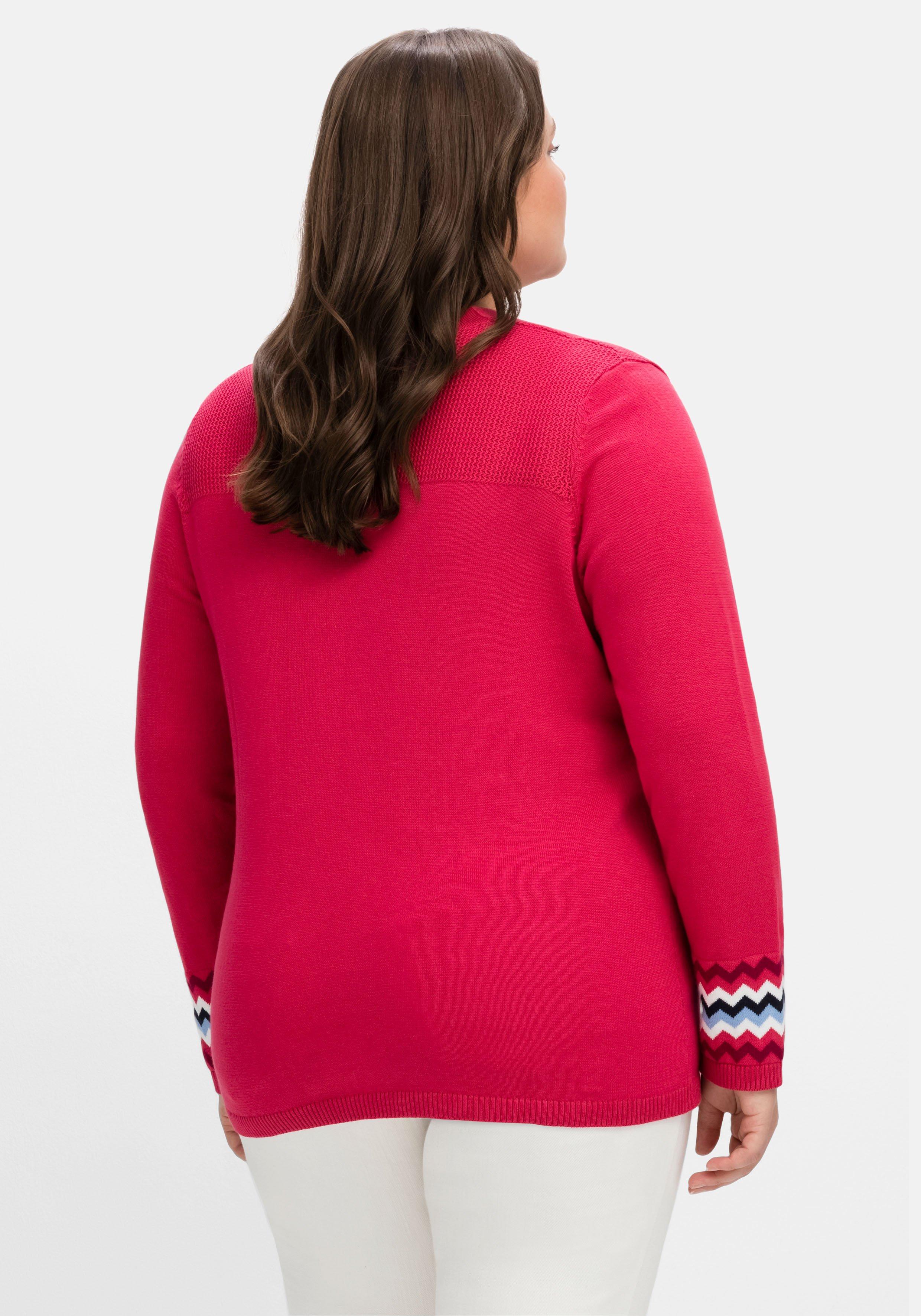 Pullover mit Kontrastmuster am Ärmelsaum