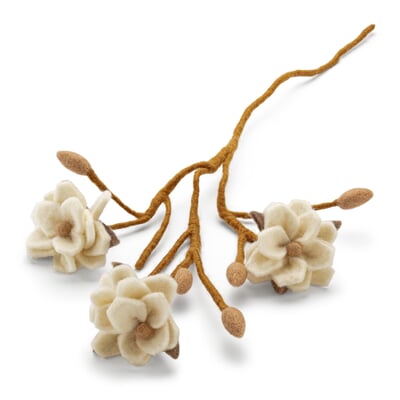 Magnolienzweig Filz, Weiß