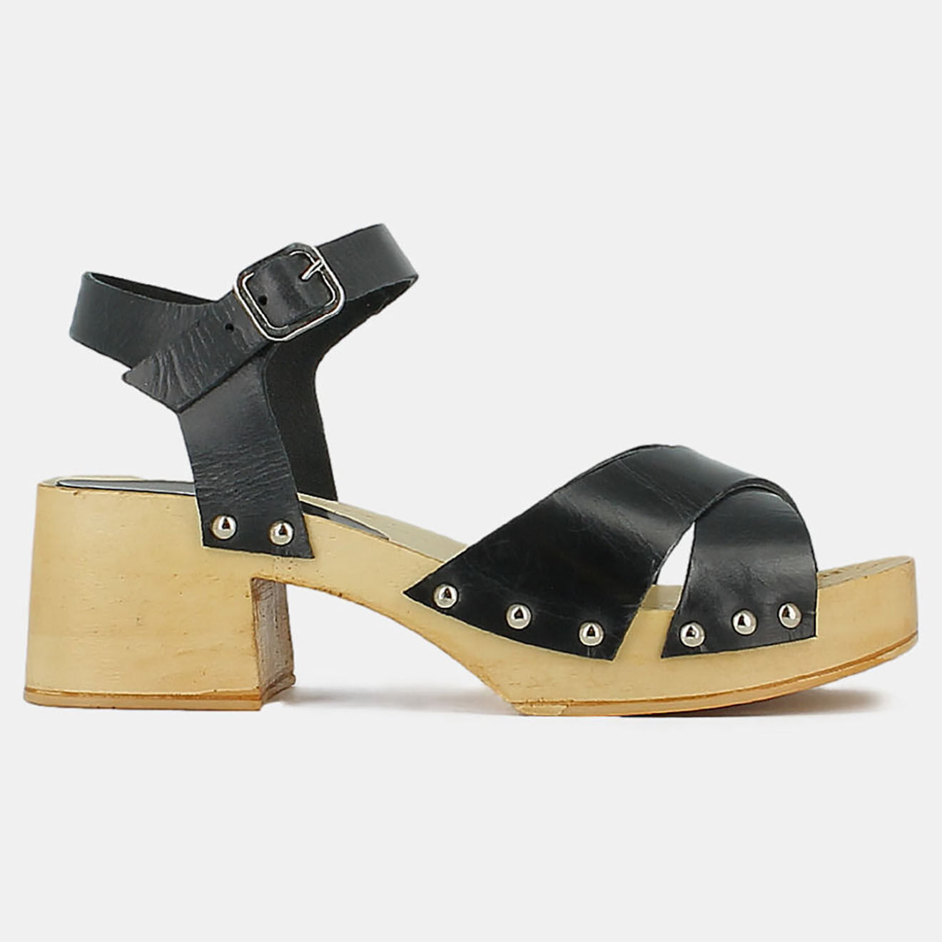Jonak Sandales sabots en Cuir Mae noires - Talon 3 cm