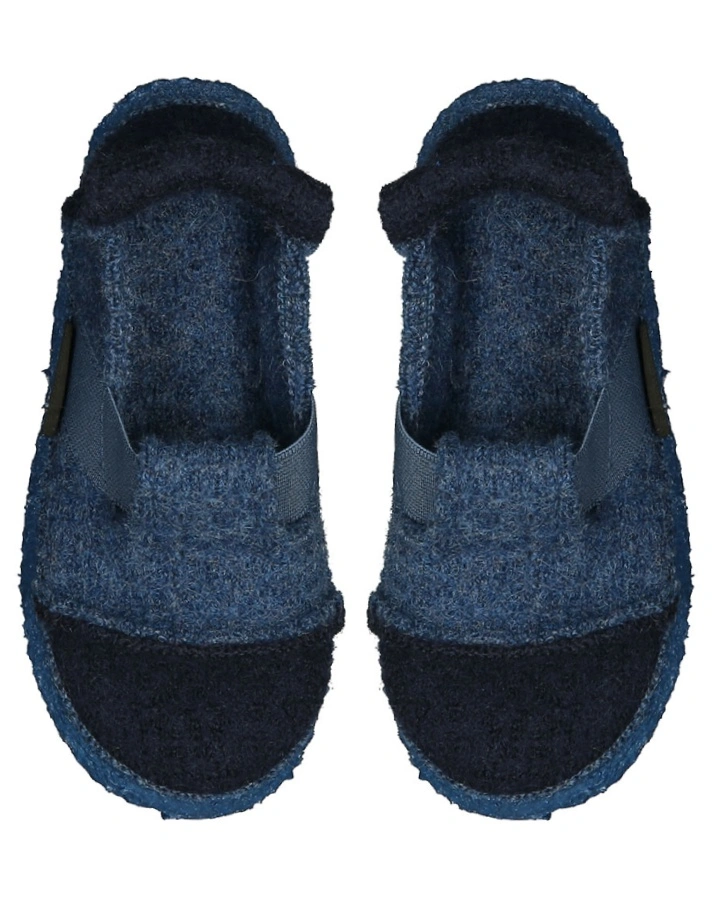 Schlupf-Hausschuhe BERG meliert in blau/navy