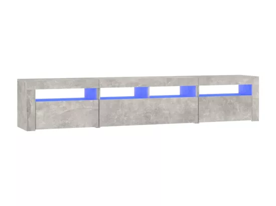Meuble TV avec lumières LED Gris béton 210x35x40 cm