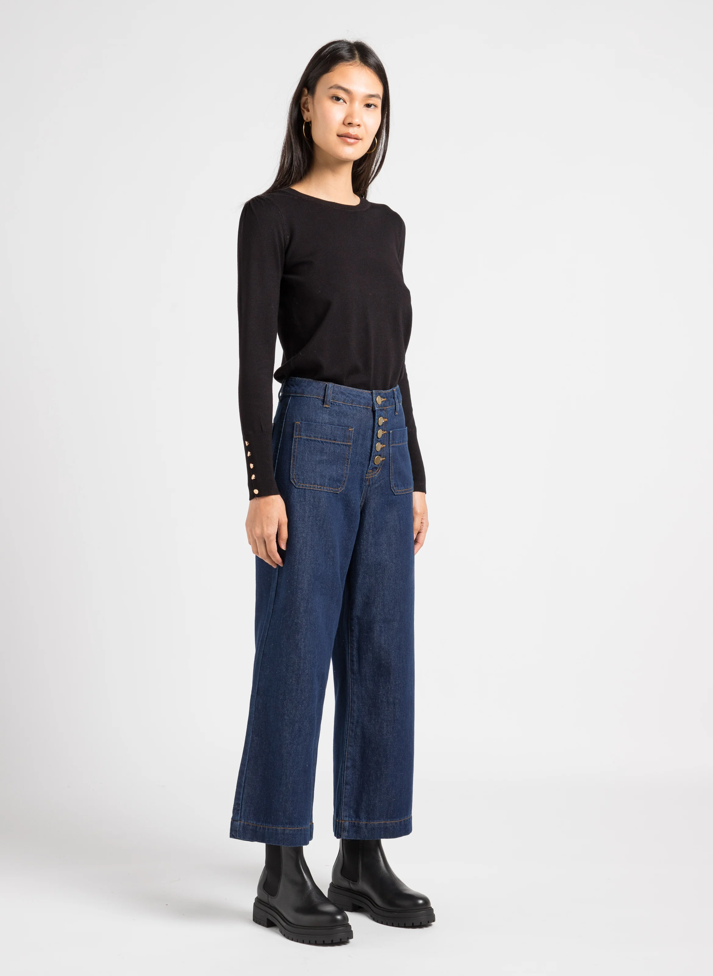 ATLANTA - Jean taille haute flare | Bleu