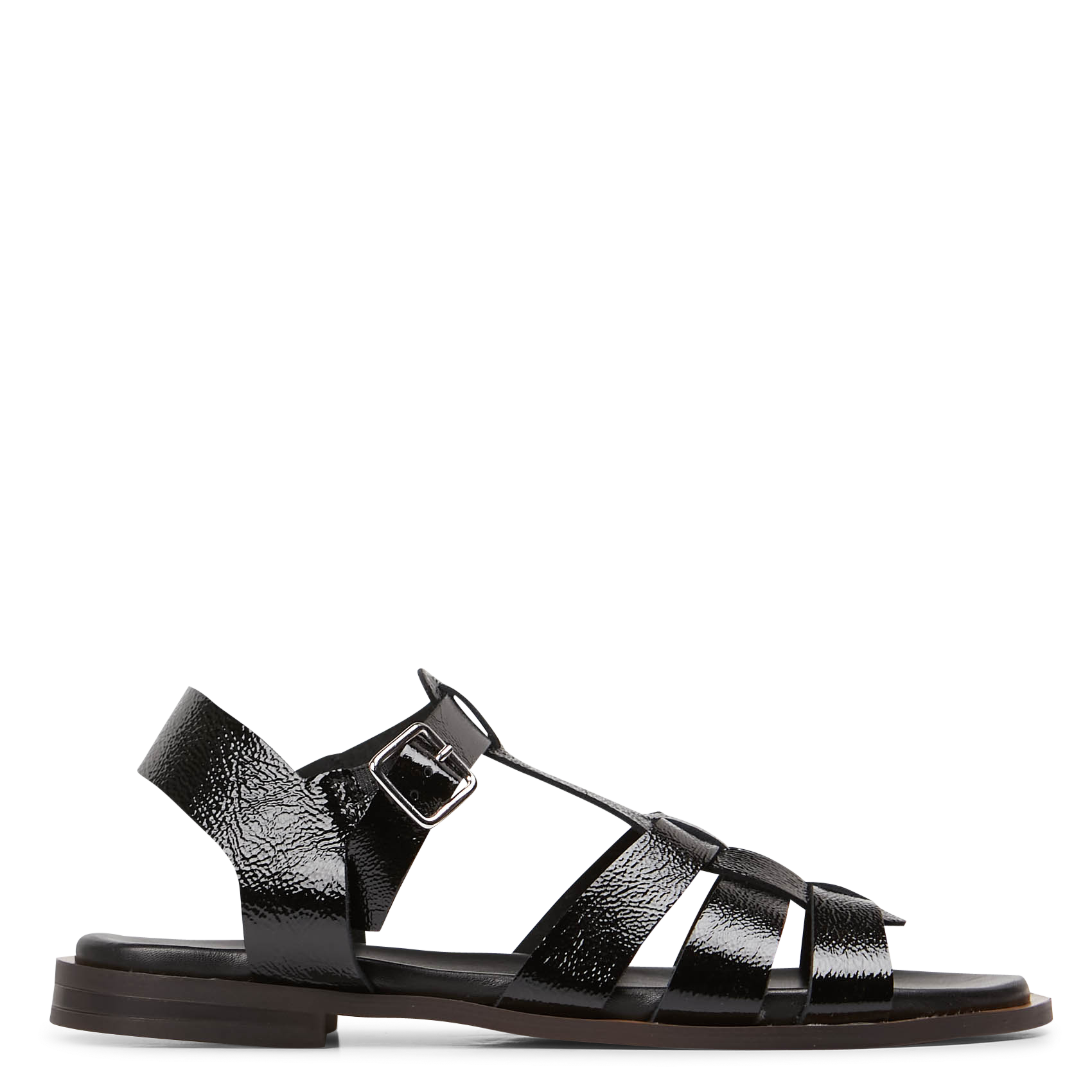 ISADORA - Sandales plates en cuir | Noir