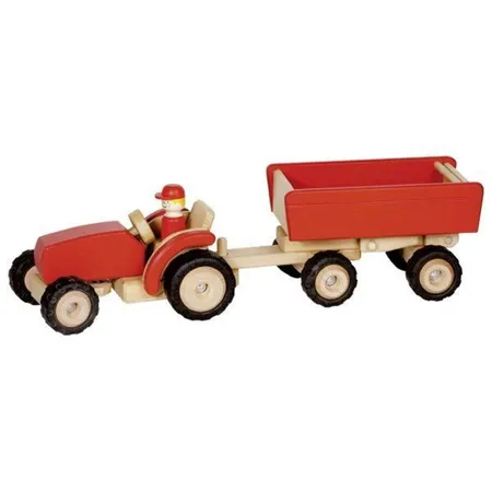 goki Traktor rot mit Anhänger