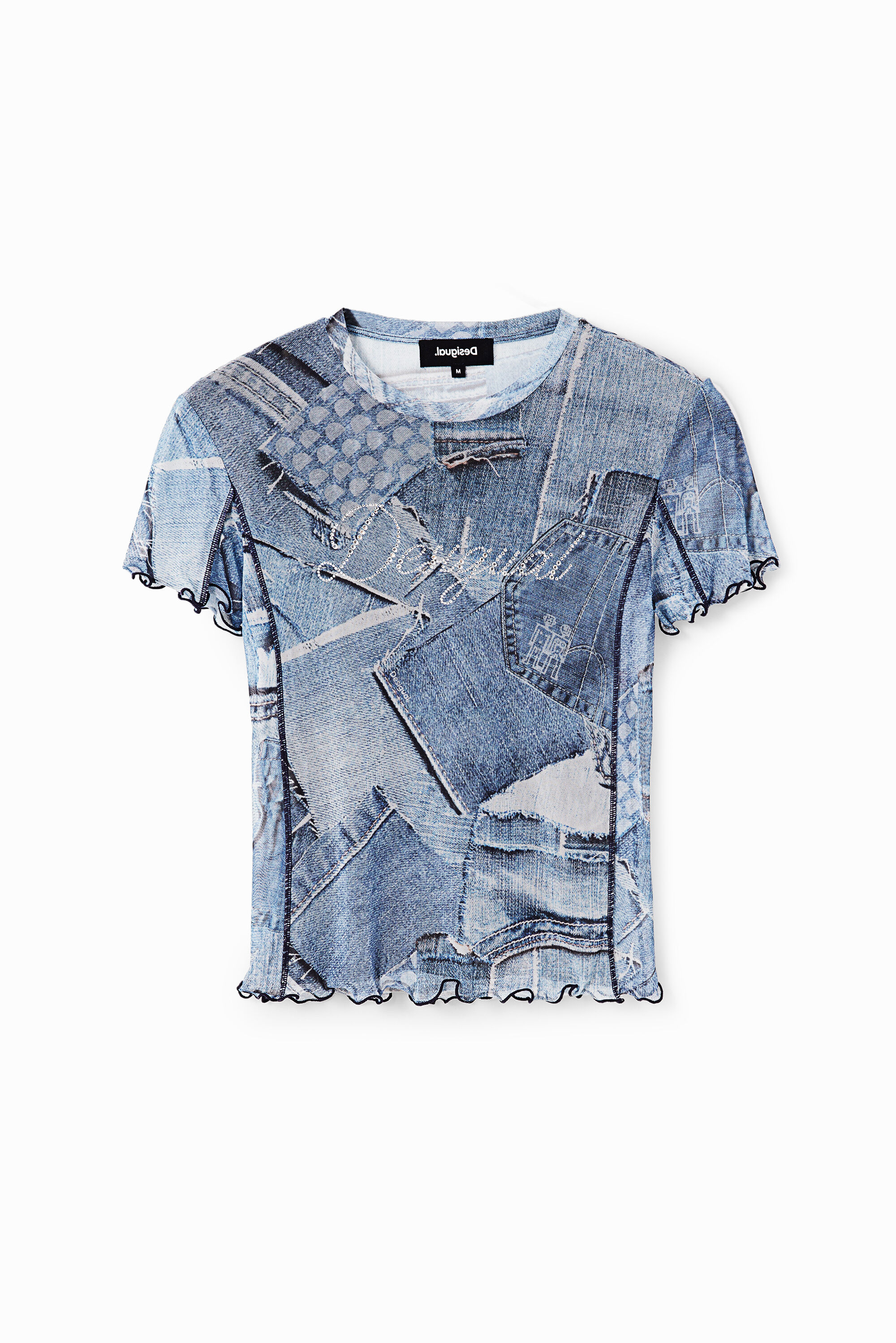 T-shirt tulle patchwork denim