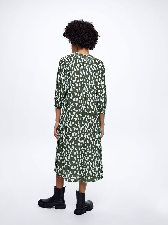 Vestido midi estampado - Multicolorido