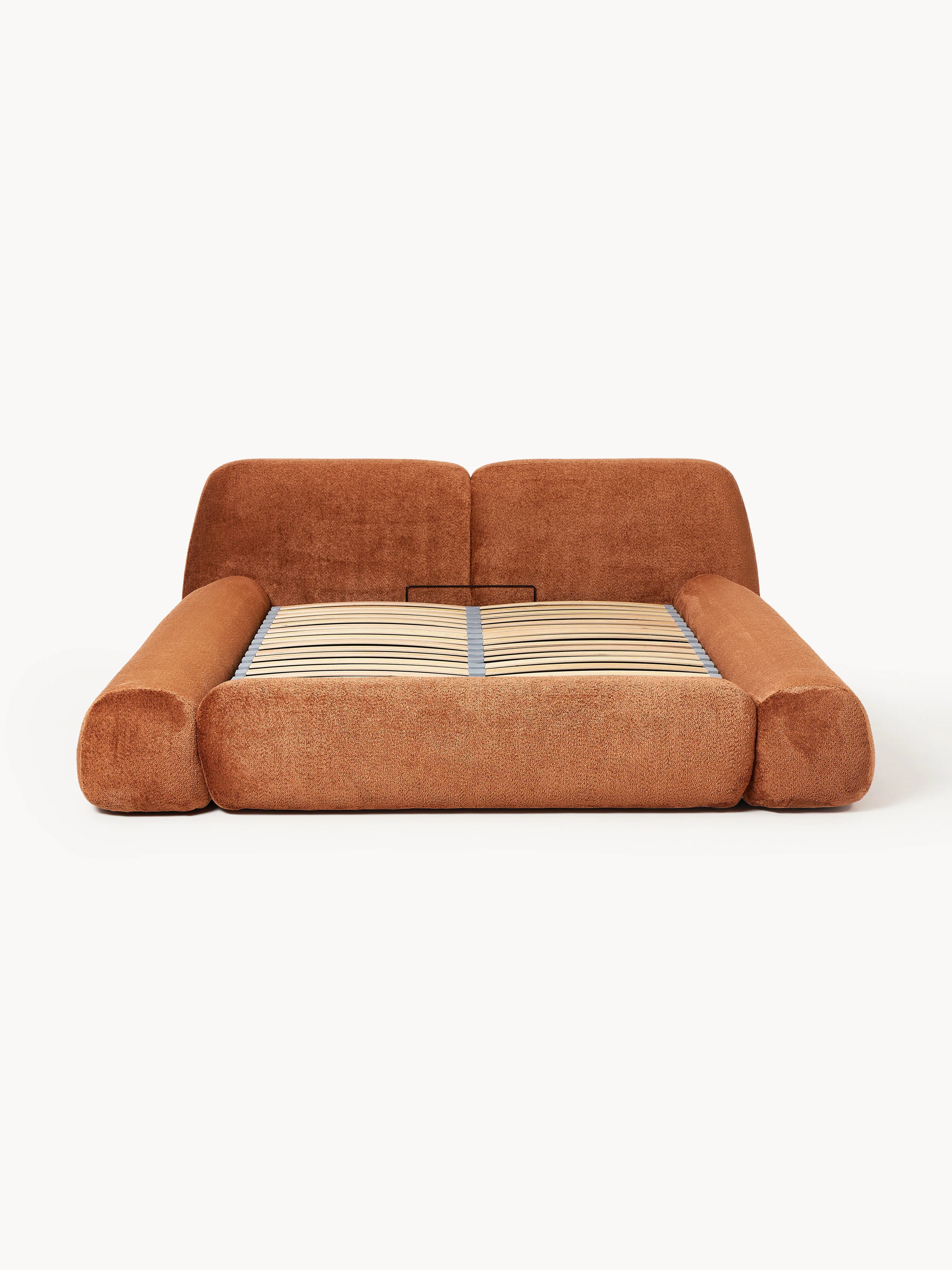 Gestoffeerd teddy bouclé bed Wolke met opbergruimte