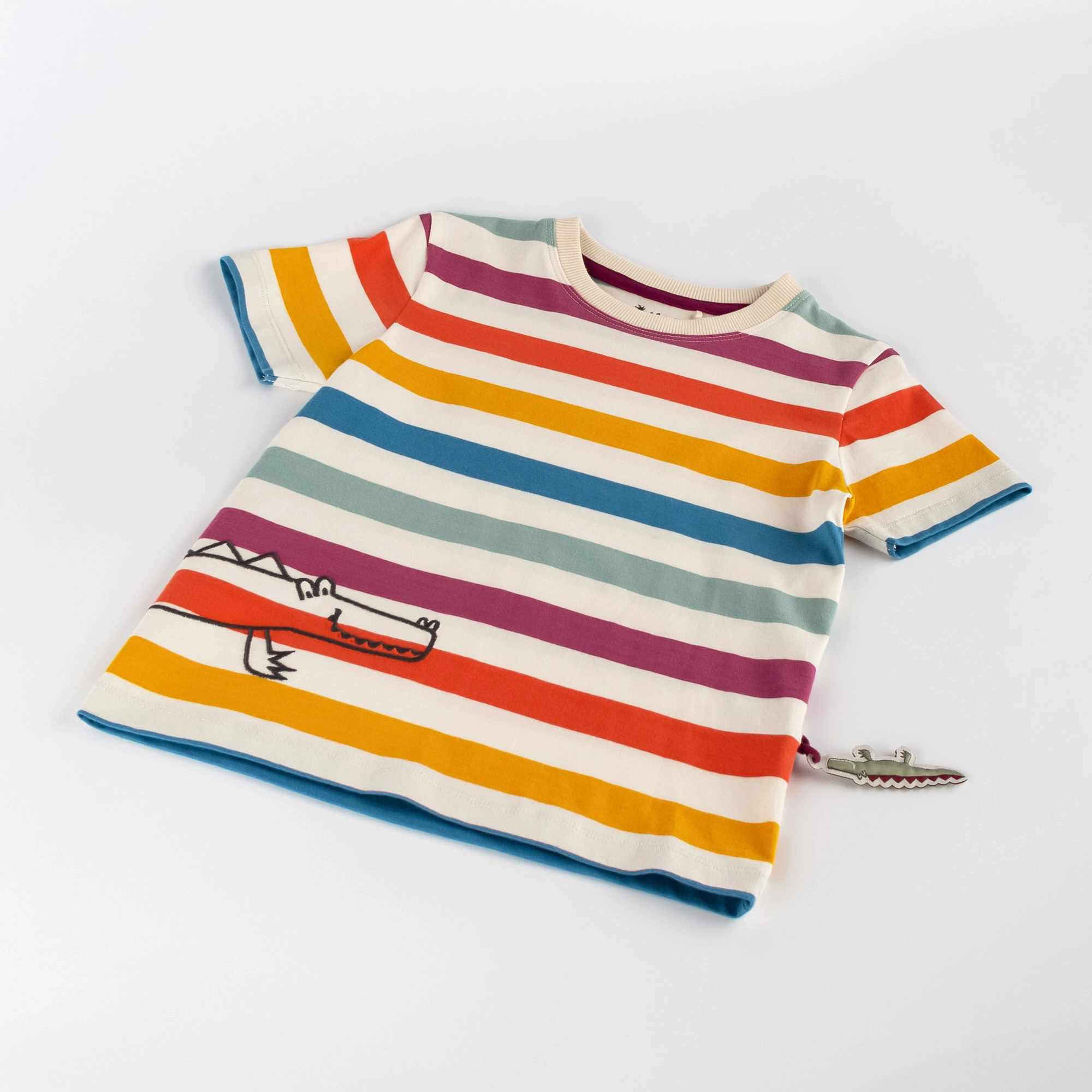 T-Shirt M - WILD CROCODILE STRIPES in ecru/bunt