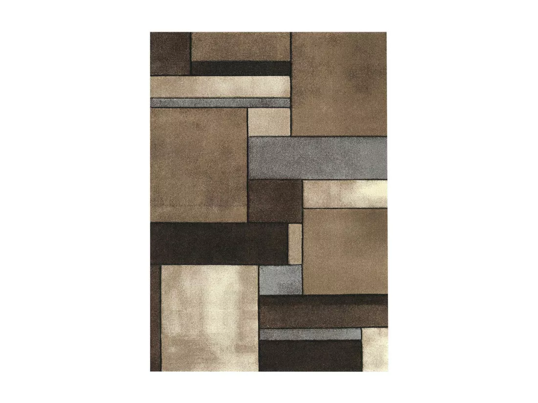 tapis salon 160x230 tissé beige rectangle motif géométrique GEOME