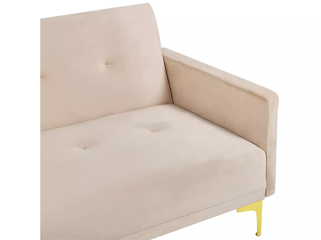 Canapé convertible 3 places en velours beige LUCAN