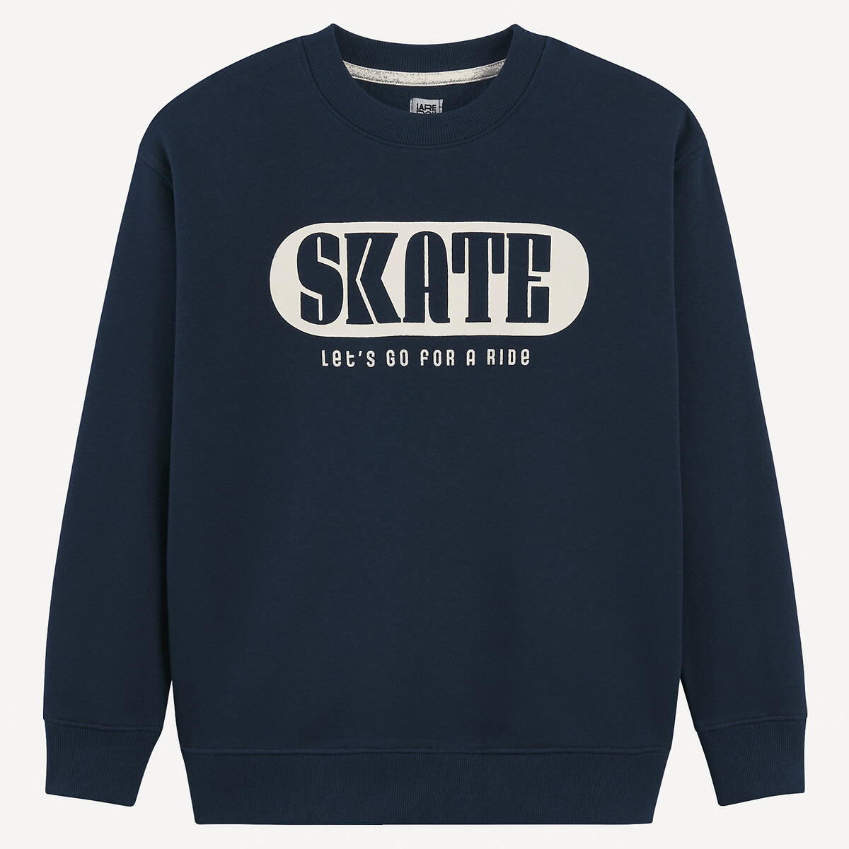 COLEÇÕES LA REDOUTE<br>Suéter com gola redonda e texto, em fleece