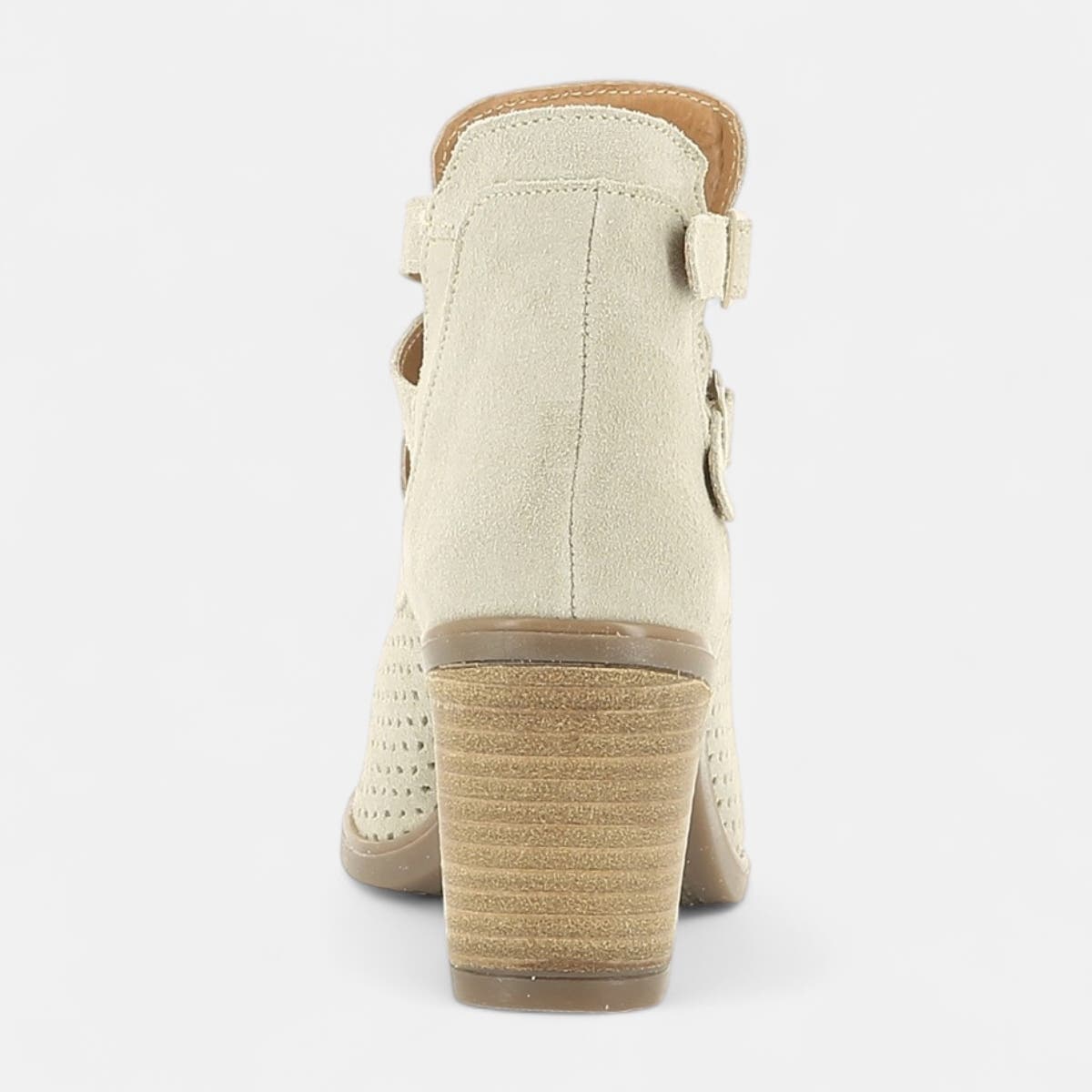Boots à talon Femme en cuir beige